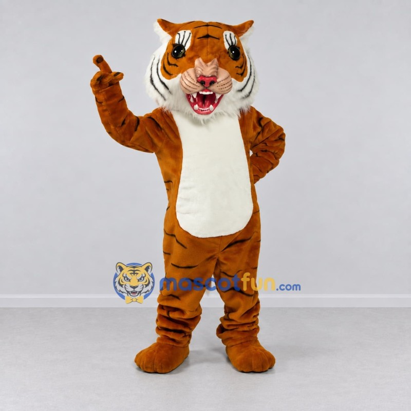 Custom Brown Black and White Tiger Mascot Costume Adult Full Body Suit for Wildlife Events Custom Brown Black and White Tiger Mascot Costume Adult Full Body Suit for Wildlife Events
