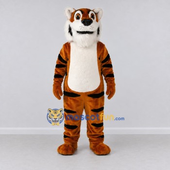 Custom Brown Black and White Tiger Mascot Costume Adult Full Body Suit for Wildlife Events