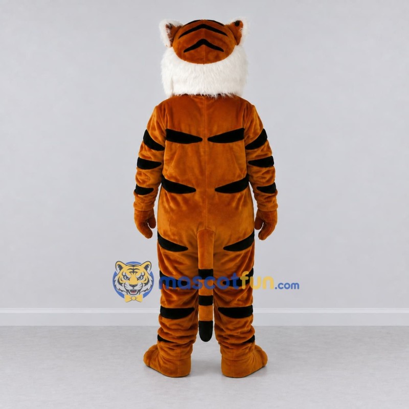 Custom Brown Black and White Tiger Mascot Costume Adult Full Body Suit for Wildlife Events