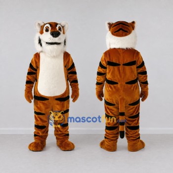 Custom Brown Black and White Tiger Mascot Costume Adult Full Body Suit for Wildlife Events