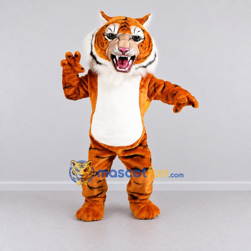 Custom Orange Black and White Roaring Tiger Mascot Costume Adult Full Body Suit for Sports Events Custom Orange Black and White Roaring Tiger Mascot Costume Adult Full Body Suit for Sports Events
