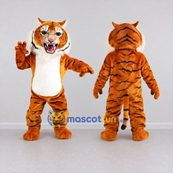 Custom Orange Black and White Roaring Tiger Mascot Costume Adult Full Body Suit for Sports Events