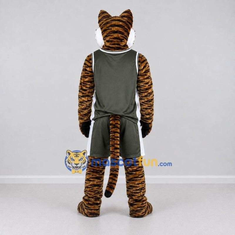 Custom Brown and Dark Green Tiger in Sportswear Mascot Costume Adult Full Body Suit for Sports Events Custom Brown and Dark Green Tiger in Sportswear Mascot Costume Adult Full Body Suit for Sports Events