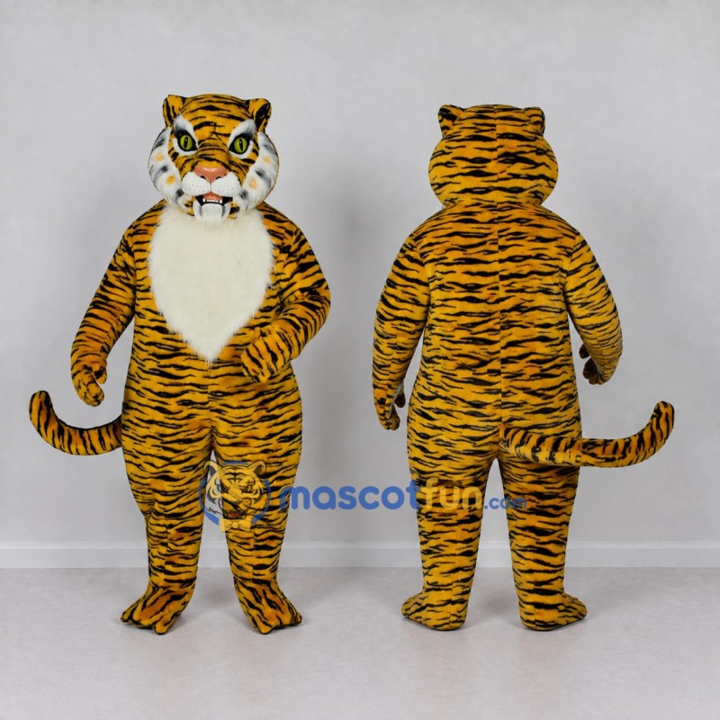 Custom Yellow Black and White Tiger Mascot Costume Adult Full Body Suit for Wildlife Events Custom Yellow Black and White Tiger Mascot Costume Adult Full Body Suit for Wildlife Events
