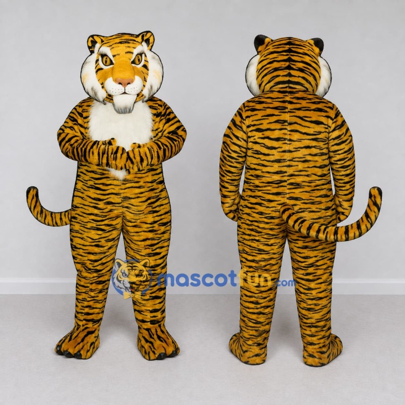 Custom Yellow Black and White Tiger Mascot Costume Adult Full Body Suit for Wildlife Events Custom Yellow Black and White Tiger Mascot Costume Adult Full Body Suit for Wildlife Events