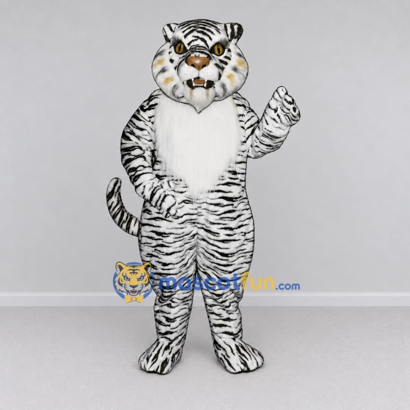 Custom White and Black White Tiger Mascot Costume Adult Full Body Suit for Wildlife Events Custom White and Black White Tiger Mascot Costume Adult Full Body Suit for Wildlife Events