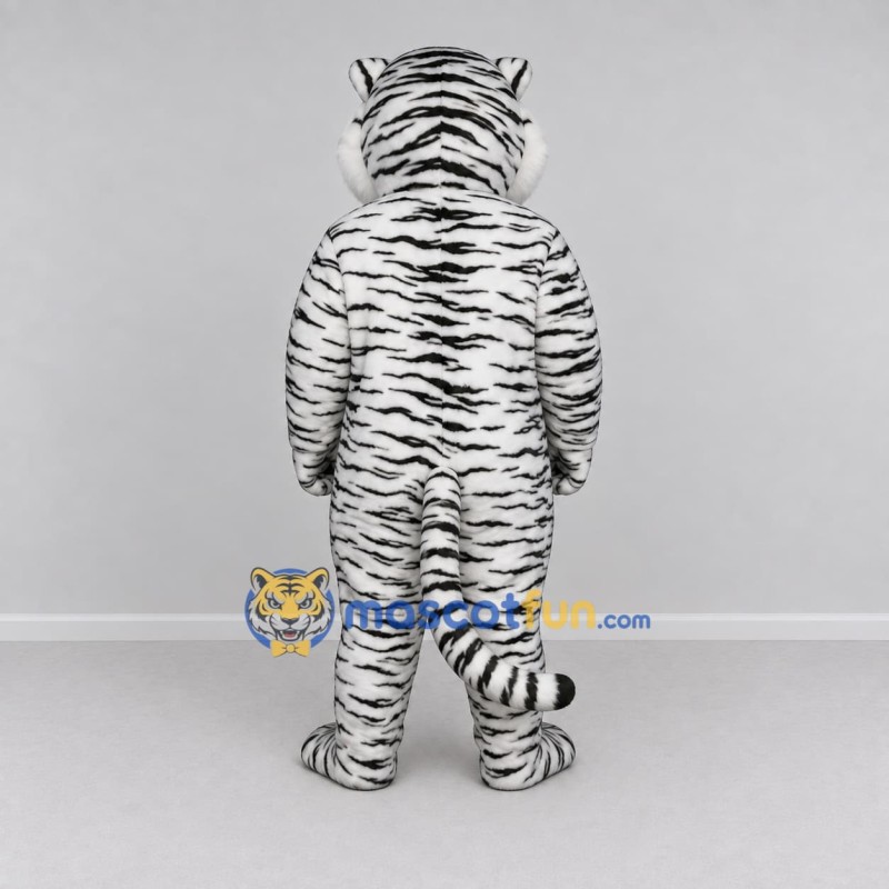 Custom White and Black White Tiger Mascot Costume Adult Full Body Suit for Wildlife Events Custom White and Black White Tiger Mascot Costume Adult Full Body Suit for Wildlife Events