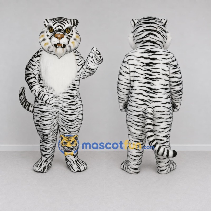 Custom White and Black White Tiger Mascot Costume Adult Full Body Suit for Wildlife Events Custom White and Black White Tiger Mascot Costume Adult Full Body Suit for Wildlife Events