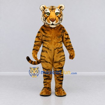 Custom Golden Brown and Black Tiger Mascot Costume Adult Full Body Suit for Wildlife Events