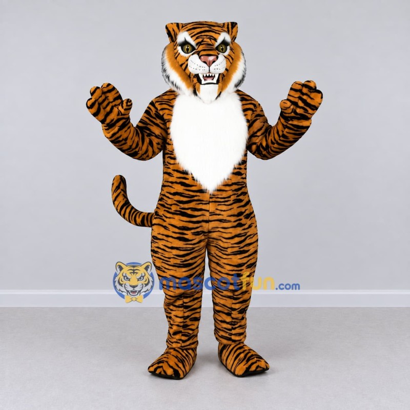 Custom Brown Black and White Tiger Mascot Costume Adult Full Body Suit for Wildlife Events Custom Brown Black and White Tiger Mascot Costume Adult Full Body Suit for Wildlife Events