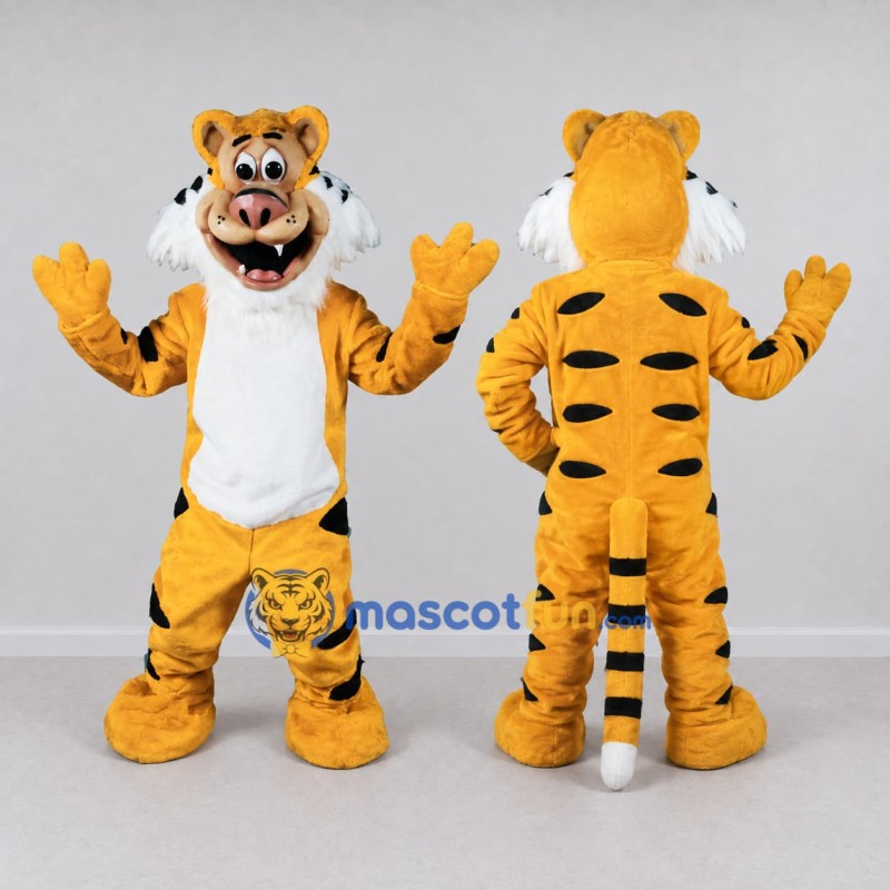 Custom Yellow Black and White Tiger Mascot Costume Adult Full Body Suit for Wildlife Events Custom Yellow Black and White Tiger Mascot Costume Adult Full Body Suit for Wildlife Events