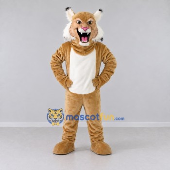 Custom Tan and White Tufted-Eared Wild Cat Mascot Costume Adult Full Body Suit for Wildlife Events Custom Tan and White Tufted-Eared Wild Cat Mascot Costume Adult Full Body Suit for Wildlife Events
