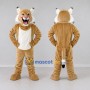 Custom Tan and White Tufted-Eared Wild Cat Mascot Costume Adult Full Body Suit for Wildlife Events