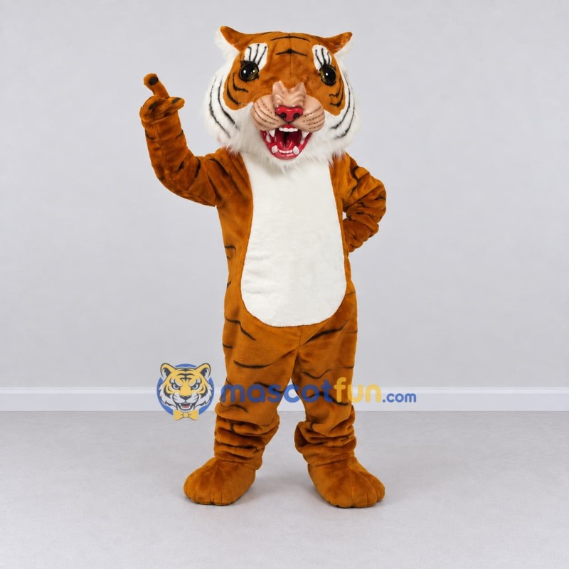 Custom Brown Black and White Tiger Mascot Costume Adult Full Body Suit for Wildlife Events Custom Brown Black and White Tiger Mascot Costume Adult Full Body Suit for Wildlife Events
