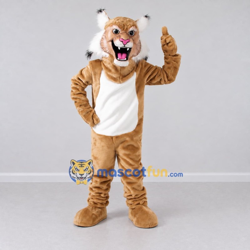 Custom Tan and White Lynx Mascot Costume Adult Full Body Suit for Wildlife Events Custom Tan and White Lynx Mascot Costume Adult Full Body Suit for Wildlife Events