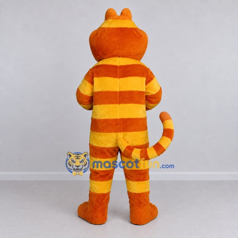 Custom Orange Yellow and White Grinning Tabby Cat Mascot Costume Adult Full Body Suit for Themed Parties Custom Orange Yellow and White Grinning Tabby Cat Mascot Costume Adult Full Body Suit for Themed Parties