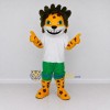 Custom Yellow White and Green Star-Spotted Feline in Sportswear Mascot Costume Adult Full Body Suit for Sports Events Custom Yellow White and Green Star-Spotted Feline in Sportswear Mascot Costume Adult Full Body Suit for Sports Events