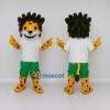 Custom Yellow White and Green Star-Spotted Feline in Sportswear Mascot Costume Adult Full Body Suit for Sports Events