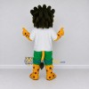 Custom Yellow White and Green Star-Spotted Feline in Sportswear Mascot Costume Adult Full Body Suit for Sports Events Custom Yellow White and Green Star-Spotted Feline in Sportswear Mascot Costume Adult Full Body Suit for Sports Events