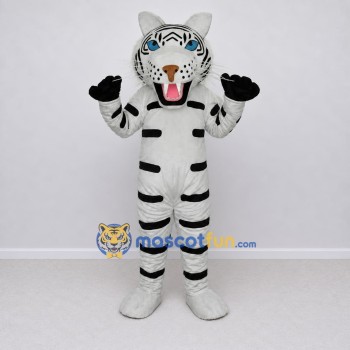Custom White and Black White Tiger Mascot Costume Adult Full Body Suit for Wildlife Events Custom White and Black White Tiger Mascot Costume Adult Full Body Suit for Wildlife Events