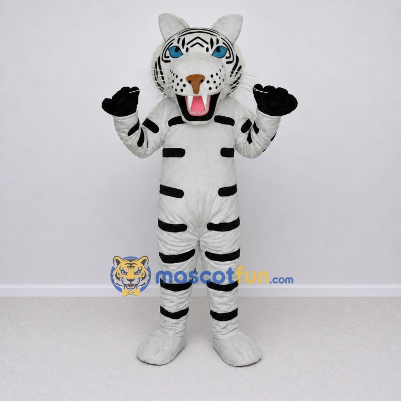 Custom White and Black White Tiger Mascot Costume Adult Full Body Suit for Wildlife Events