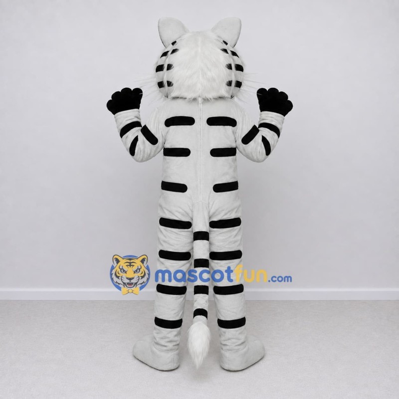 Custom White and Black White Tiger Mascot Costume Adult Full Body Suit for Wildlife Events