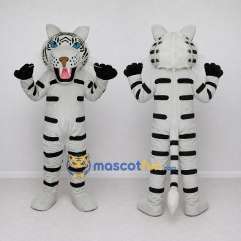 Custom White and Black White Tiger Mascot Costume Adult Full Body Suit for Wildlife Events