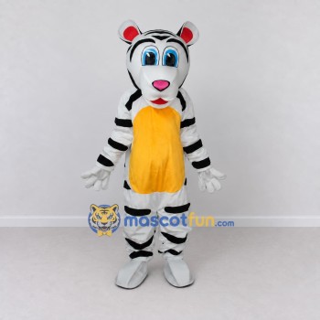 Custom White Black and Yellow Tiger Mascot Costume Adult Full Body Suit for Wildlife Events Custom White Black and Yellow Tiger Mascot Costume Adult Full Body Suit for Wildlife Events