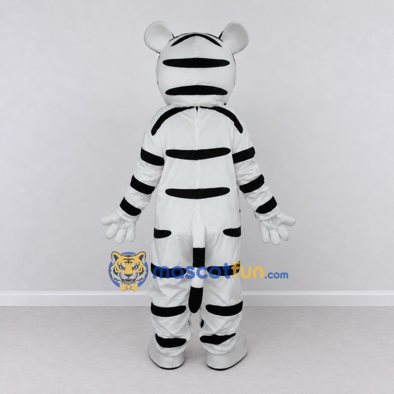 Custom White Black and Yellow Tiger Mascot Costume Adult Full Body Suit for Wildlife Events Custom White Black and Yellow Tiger Mascot Costume Adult Full Body Suit for Wildlife Events