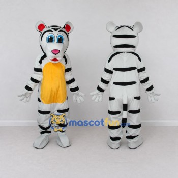 Custom White Black and Yellow Tiger Mascot Costume Adult Full Body Suit for Wildlife Events