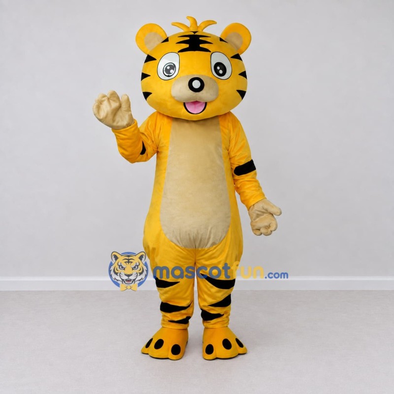 Custom Yellow Black and Cream Tiger Mascot Costume Adult Full Body Suit for Children's Parties Custom Yellow Black and Cream Tiger Mascot Costume Adult Full Body Suit for Children's Parties