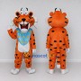 Custom Orange and Blue Spotted Cat with Bandana Mascot Costume Adult Full Body Suit for Wildlife Events