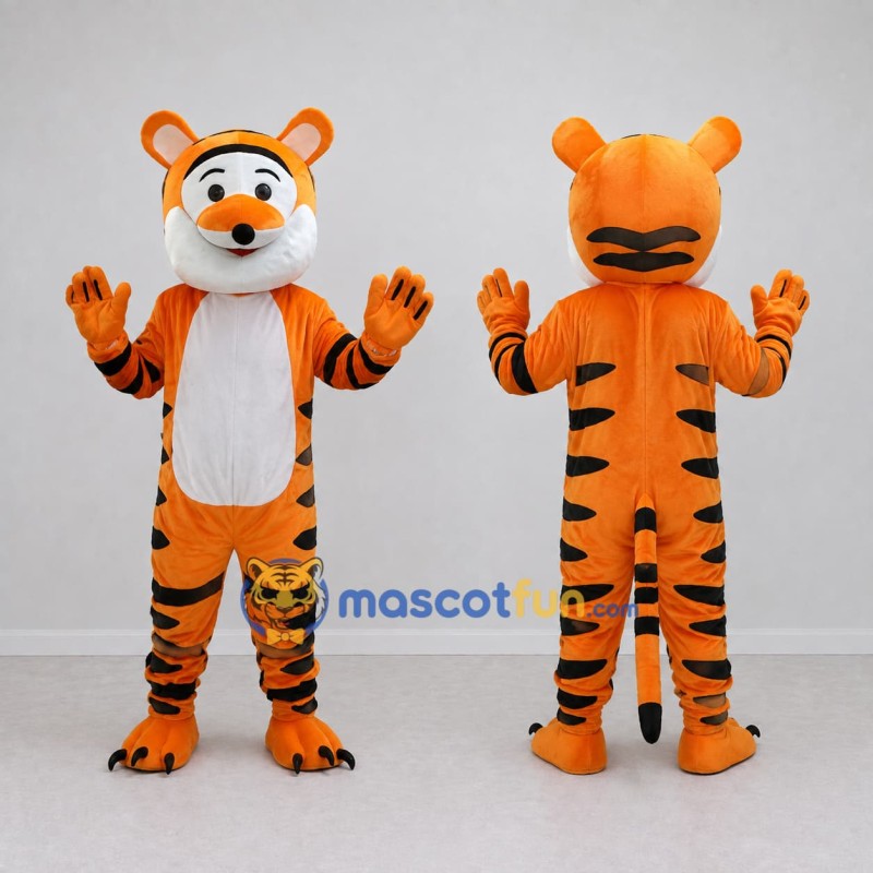 Custom Orange Black and White Tiger Mascot Costume Adult Full Body Suit for Wildlife Events Custom Orange Black and White Tiger Mascot Costume Adult Full Body Suit for Wildlife Events