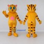Custom Yellow Brown and Pink Tiger with Star Mascot Costume Adult Full Body Suit for Children's Parties
