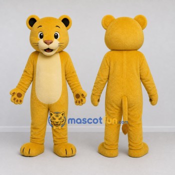Custom Yellow and Cream Big Cat Cub Mascot Costume Adult Full Body Suit for Wildlife Events