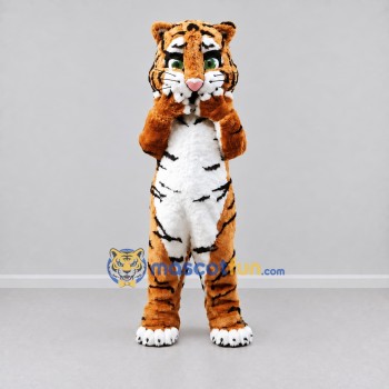 Custom Brown Black and White Tiger Mascot Costume Adult Full Body Suit for Wildlife Events