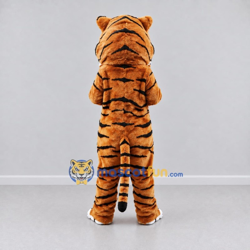 Custom Brown Black and White Tiger Mascot Costume Adult Full Body Suit for Wildlife Events Custom Brown Black and White Tiger Mascot Costume Adult Full Body Suit for Wildlife Events