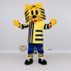 Custom Yellow and Blue Tiger in Sportswear Mascot Costume Adult Full Body Suit for Sports Events Custom Yellow and Blue Tiger in Sportswear Mascot Costume Adult Full Body Suit for Sports Events