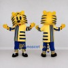 Custom Yellow and Blue Tiger in Sportswear Mascot Costume Adult Full Body Suit for Sports Events Custom Yellow and Blue Tiger in Sportswear Mascot Costume Adult Full Body Suit for Sports Events