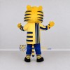 Custom Yellow and Blue Tiger in Sportswear Mascot Costume Adult Full Body Suit for Sports Events Custom Yellow and Blue Tiger in Sportswear Mascot Costume Adult Full Body Suit for Sports Events