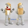 Custom Gray Tan and White Bulldog Aviator Mascot Costume Adult Full Body Suit for Themed Parties Custom Gray Tan and White Bulldog Aviator Mascot Costume Adult Full Body Suit for Themed Parties
