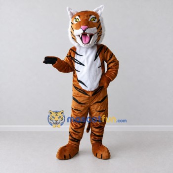 Custom Brown Black and White Roaring Tiger Mascot Costume Adult Full Body Suit for Wildlife Events