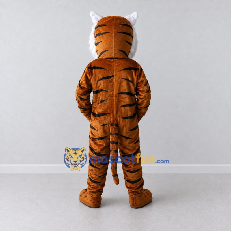 Custom Brown Black and White Roaring Tiger Mascot Costume Adult Full Body Suit for Wildlife Events Custom Brown Black and White Roaring Tiger Mascot Costume Adult Full Body Suit for Wildlife Events