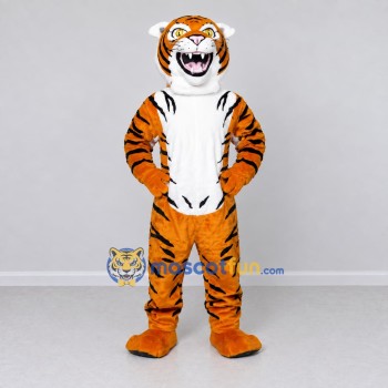 Custom Orange Black and White Roaring Tiger Mascot Costume Adult Full Body Suit for Wildlife Events Custom Orange Black and White Roaring Tiger Mascot Costume Adult Full Body Suit for Wildlife Events