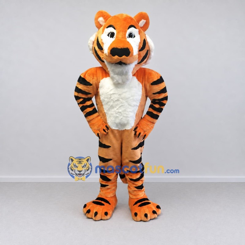 Custom Orange Black and White Tiger Mascot Costume Adult Full Body Suit for Wildlife Events Custom Orange Black and White Tiger Mascot Costume Adult Full Body Suit for Wildlife Events