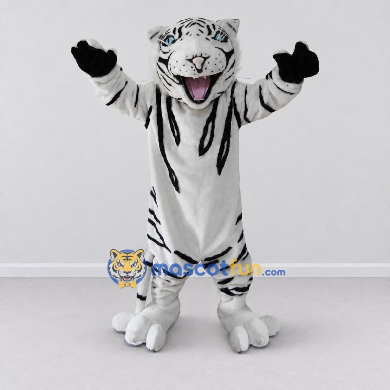 Custom White and Black White Tiger Mascot Costume Adult Full Body Suit for Wildlife Events