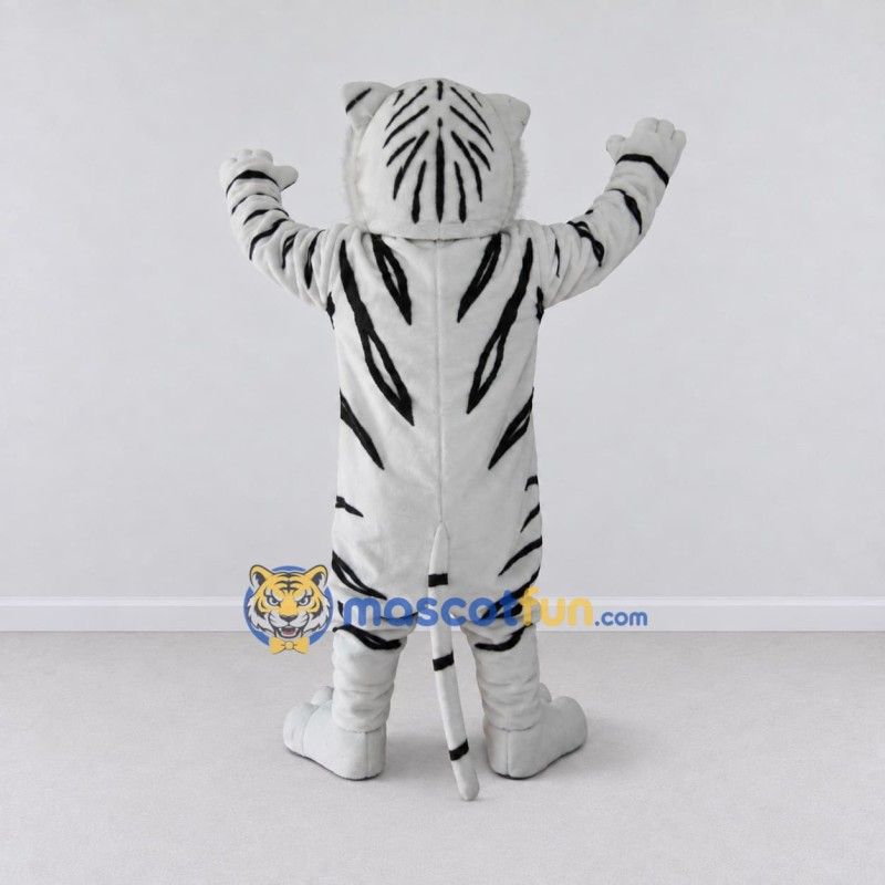 Custom White and Black White Tiger Mascot Costume Adult Full Body Suit for Wildlife Events