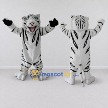 Custom White and Black White Tiger Mascot Costume Adult Full Body Suit for Wildlife Events