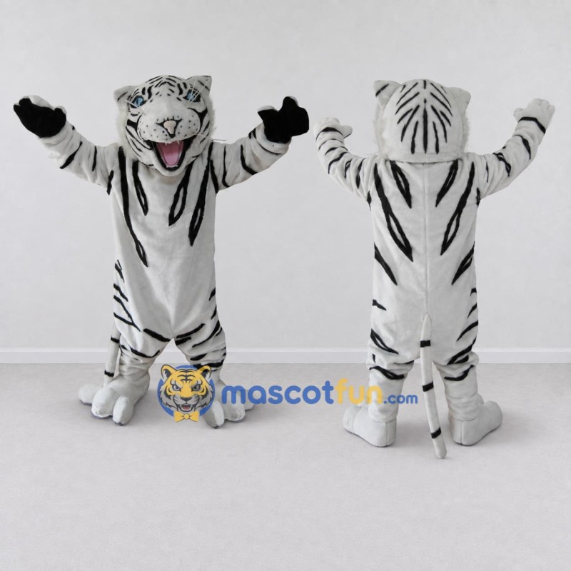 Custom White and Black White Tiger Mascot Costume Adult Full Body Suit for Wildlife Events