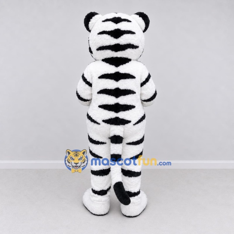 Custom White Black and Cream White Tiger Mascot Costume Adult Full Body Suit for Wildlife Events Custom White Black and Cream White Tiger Mascot Costume Adult Full Body Suit for Wildlife Events